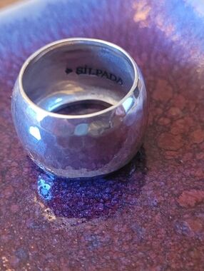 Silpada Hammered Bright-Spot Cigar Band Ring - Sterling Silver